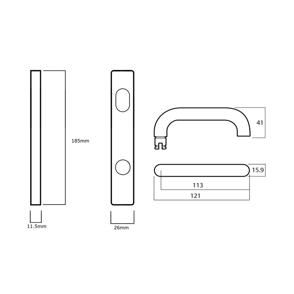 Lockwood 4904 Square End Plate with Turn and 70 Lever  - Available in Various Finishes
