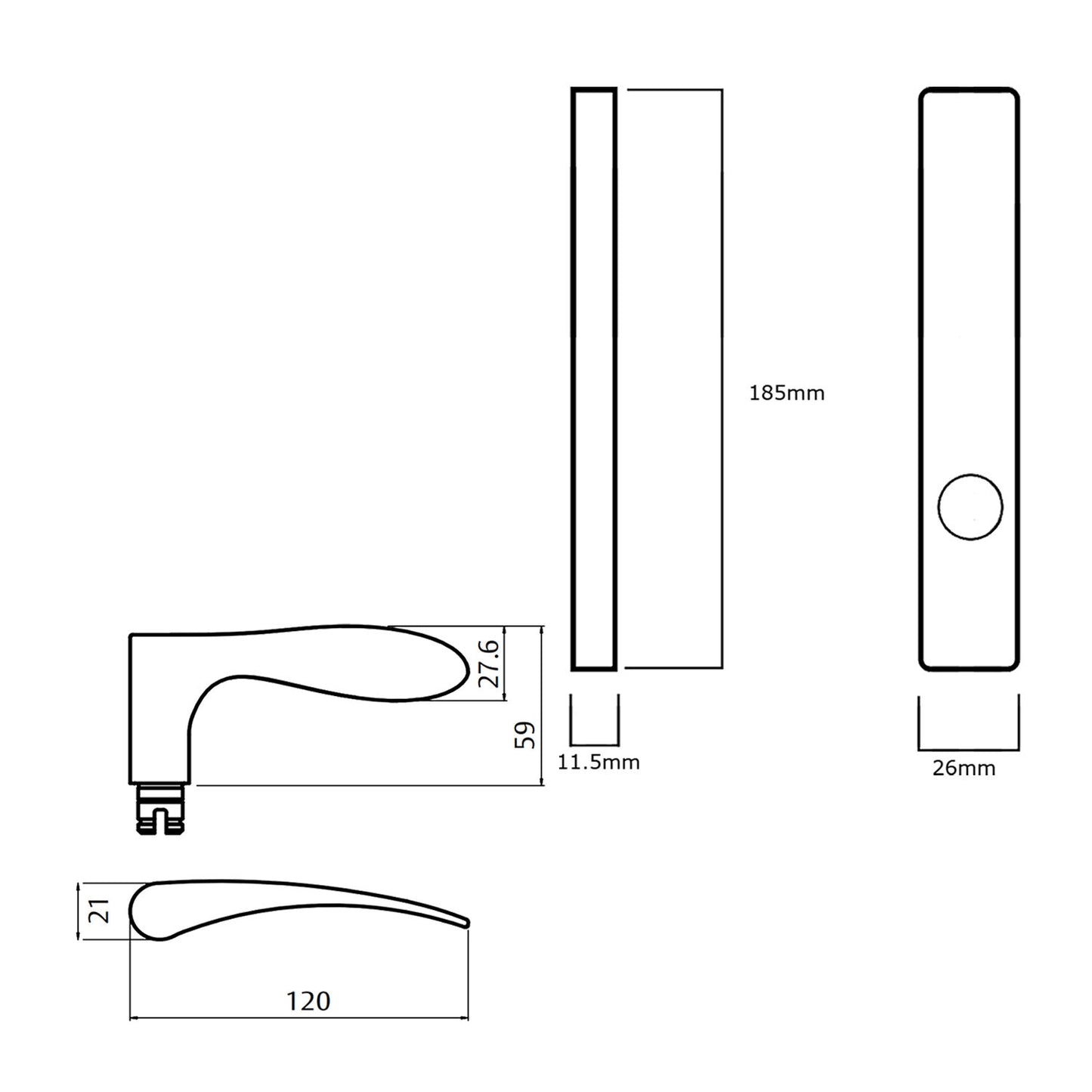 Lockwood 4905 Square End Plate With 153 Lever - Available in Various Handing