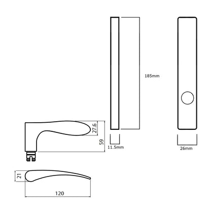 Lockwood 4905 Square End Plate With 153 Lever - Available in Various Handing