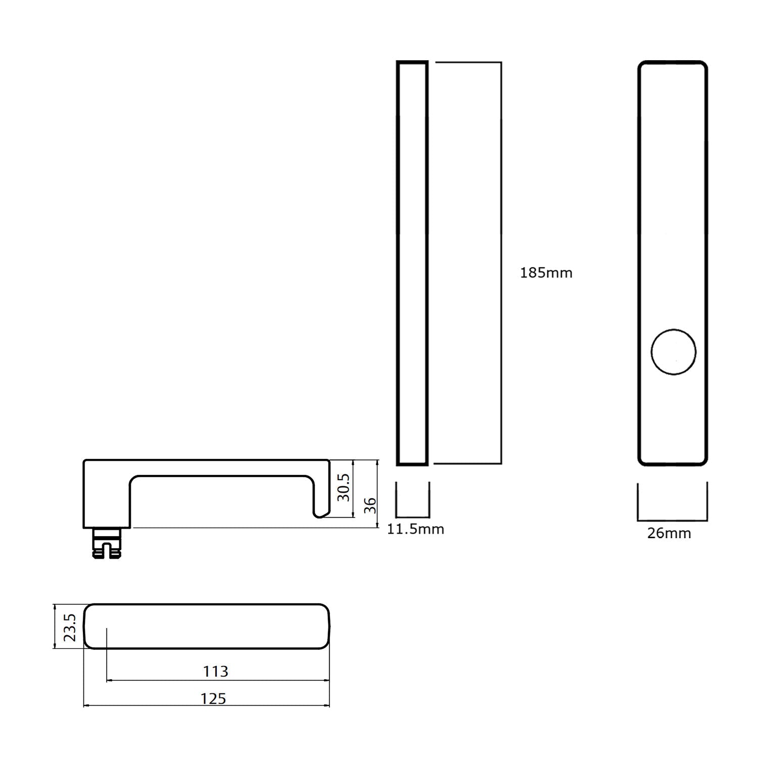 Lockwood 4905 Square End Plate With 76 Lever - Available in Various Finishes