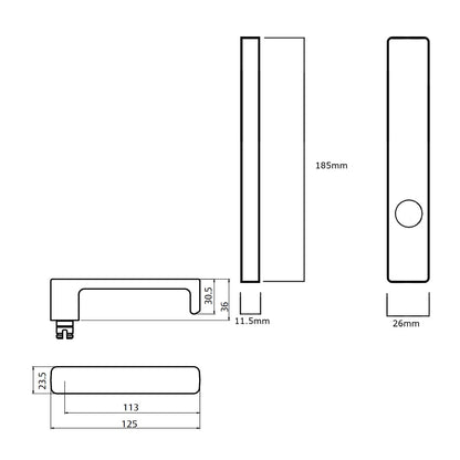 Lockwood 4905 Square End Plate With 76 Lever - Available in Various Finishes