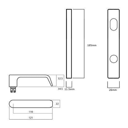 Lockwood 4939 Square End Plate With Accessible Turn and 59 Lever - Available in Various Finishes