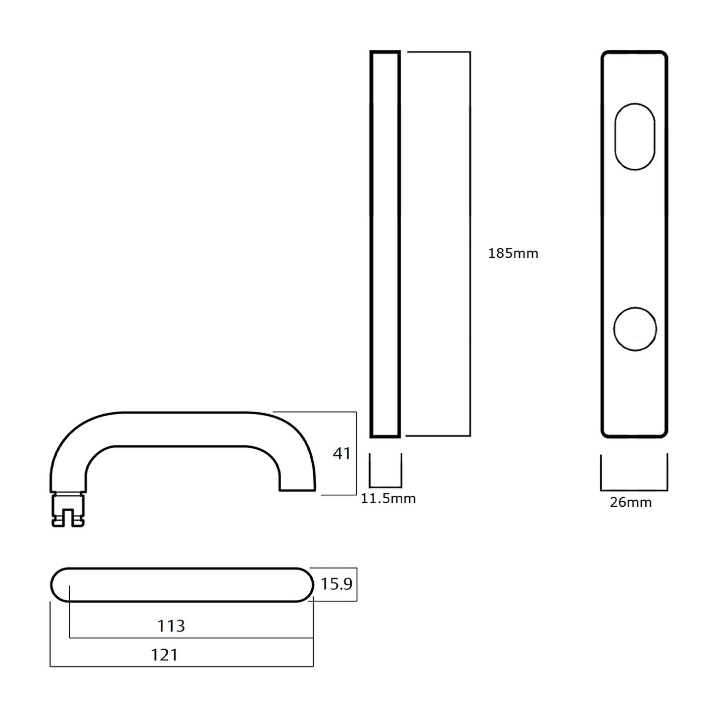 Lockwood 4939 Square End Plate With Accessible Turn and 70 Lever - Available in Various Finishes