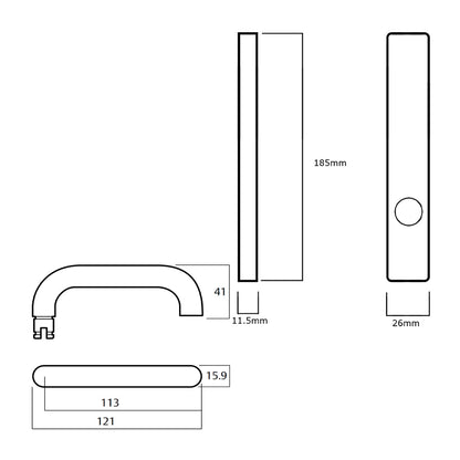Lockwood 4980 Square End Plate with 90 Degree 70 Lever - Available in Various Finishes