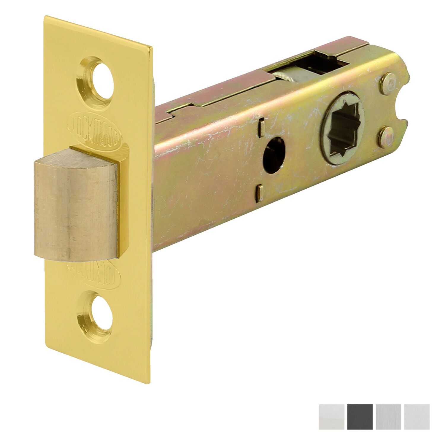Lockwood 60mm Passage Latch Square End Face Plate and T Strike - Available in Various Finishes