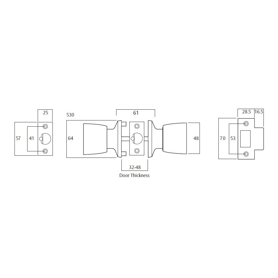 Lockwood 534SC 530 Series Glass Door Knob Set Satin Chrome Fire Rated