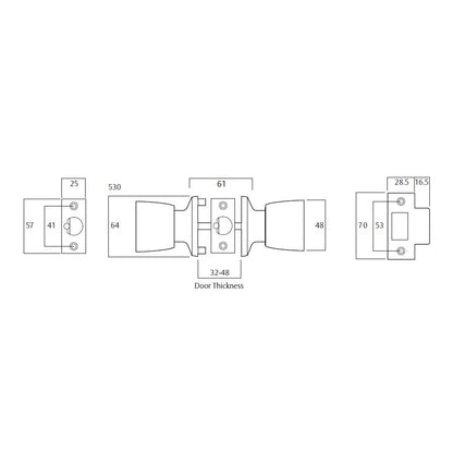 Lockwood 534SC 530 Series Glass Door Knob Set Satin Chrome Fire Rated