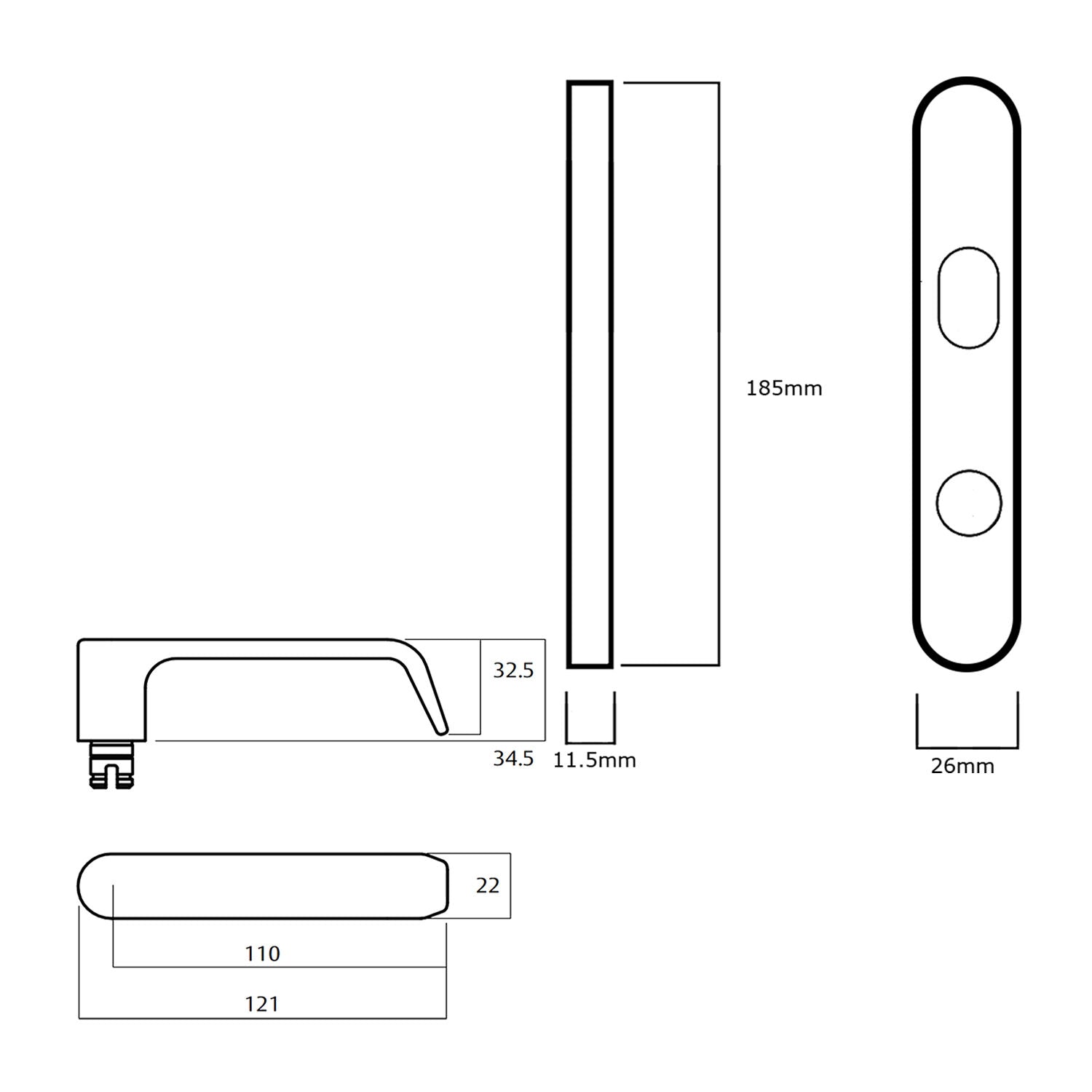 Lockwood 5601 Round End Plate With Cylinder Hole and 59 Lever - Available in Various Finishes