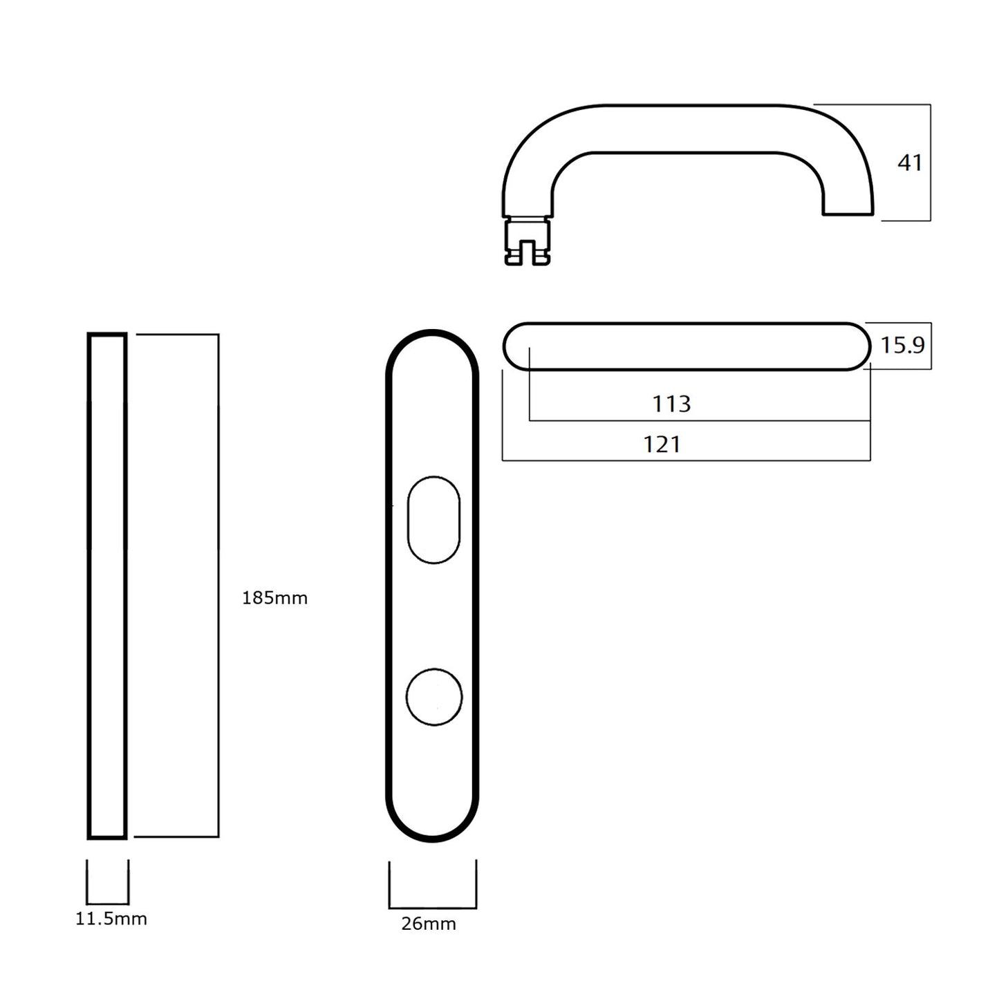 Lockwood 5601 Round End Plate with Cylinder Hole and 70 Lever - Available in Various Finishes