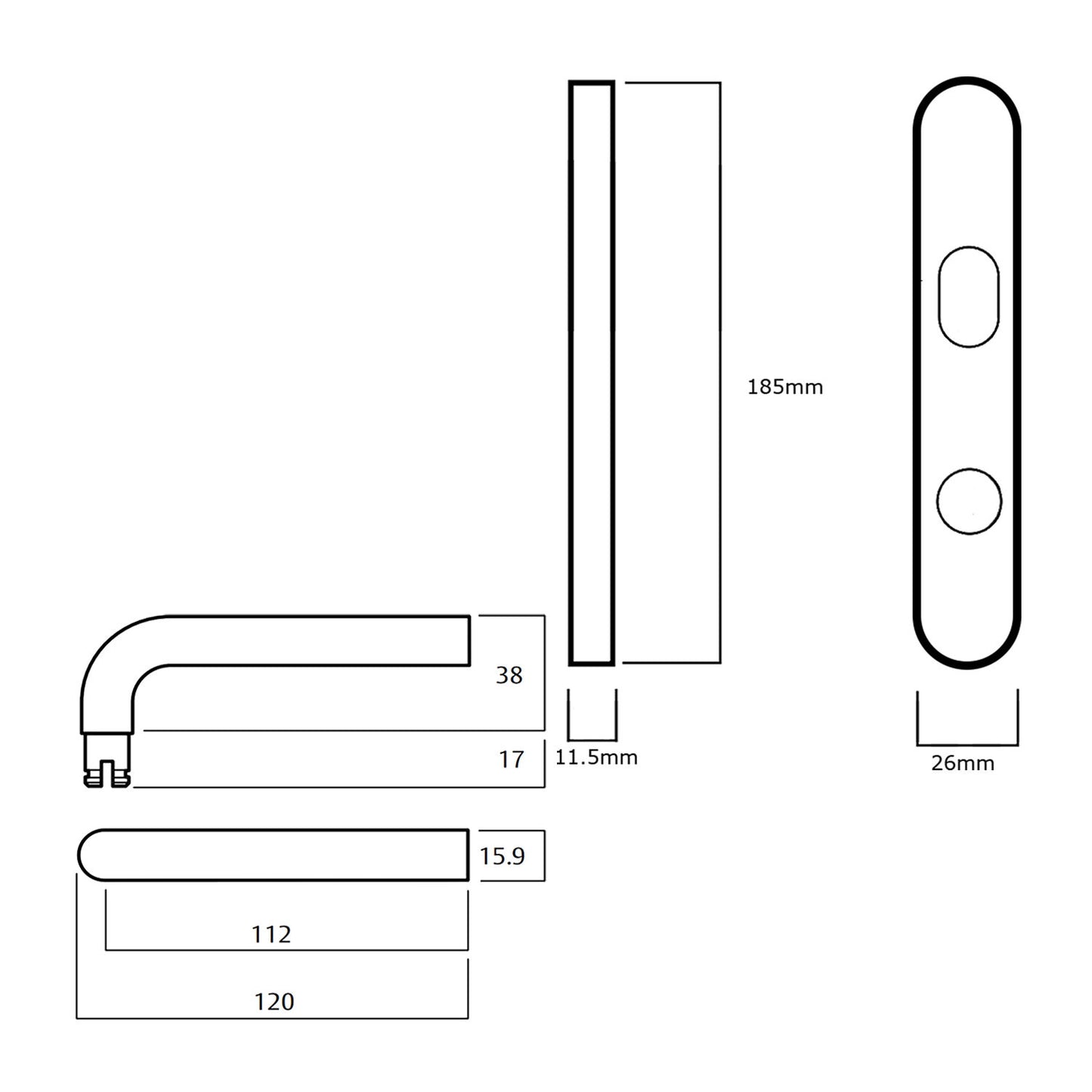 Lockwood 5704 Round End Plate With Turn and 97 Lever - Available in Various Finishes