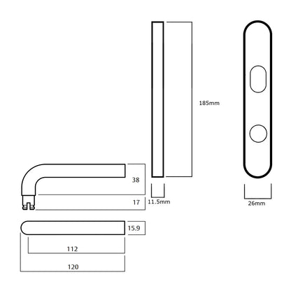 Lockwood 5704 Round End Plate With Turn and 97 Lever - Available in Various Finishes