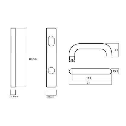 Lockwood 5782 Narrow Double Cylinder Mortice Lock Kit Includes Furniture Cylinder 5782KIT01MBK