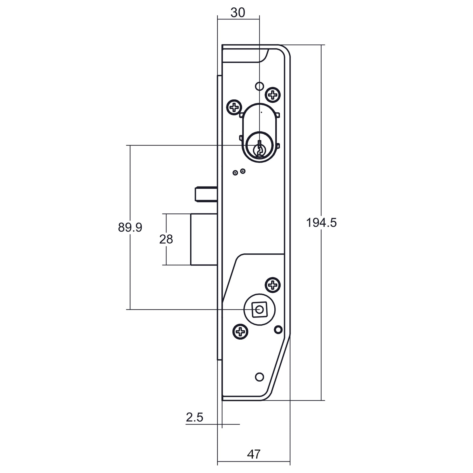 Lockwood 5782 Narrow Entrance Mortice Lock Kit Inc Furniture Cylinder 5782KIT04