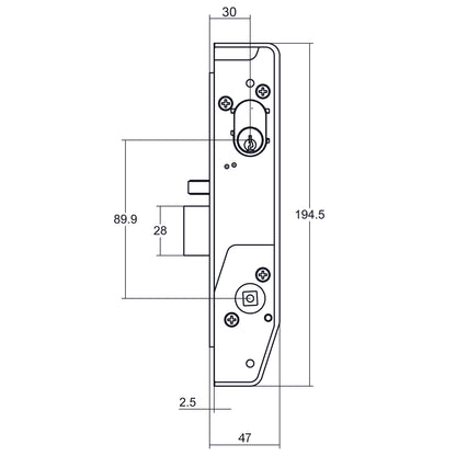 Lockwood 5782 Narrow Entrance Mortice Lock Kit Inc Furniture Cylinder 5782KIT04