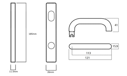 Lockwood 5782 Narrow Entrance Mortice Lock Kit Inc Furniture Cylinder 5782KIT04