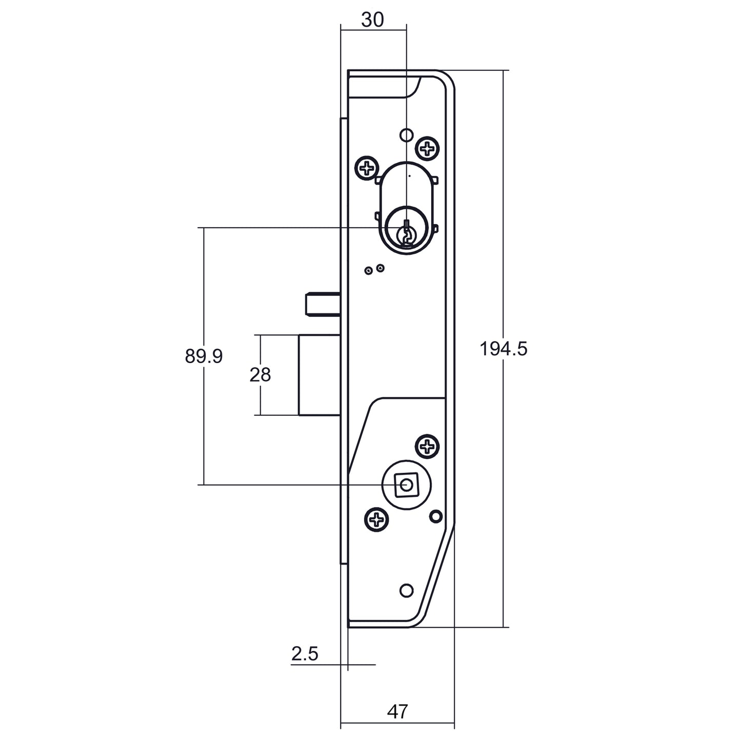 Lockwood 5782 Narrow Classroom Mortice Lock Kit Includes Furniture Cylinder 5782KIT05MBK