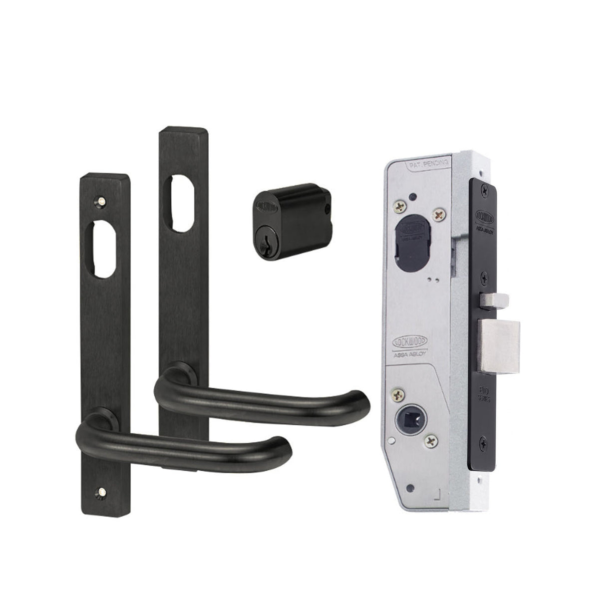Lockwood 5782 Narrow Entrance Mortice Lock Kit Includes Furniture Cylinder Matt Black 5782KIT04MBK