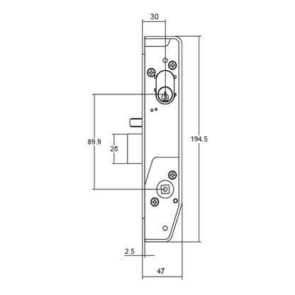 Lockwood 5782 Universal Primary Mortice Lock 30mm Backset Matt Black 5782PCMB