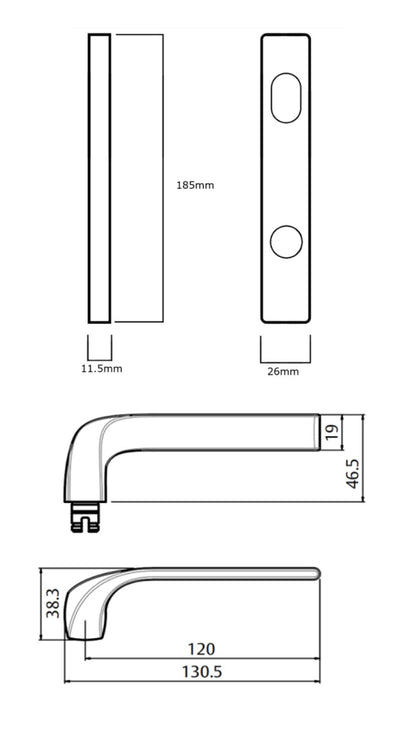 Lockwood 5801 Round End Plate With Cylinder Hole & 122 Lever - Available in Left and Right Hand