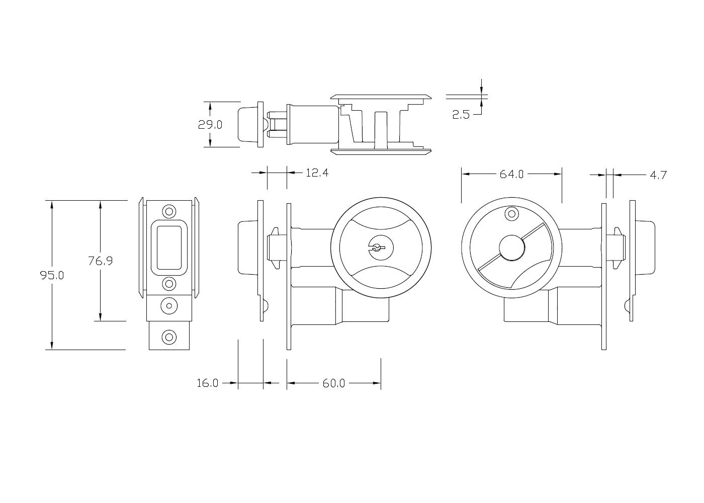 Lockwood Cavity Sliding Door Entrance Set Polished Chrome 7444CPDP