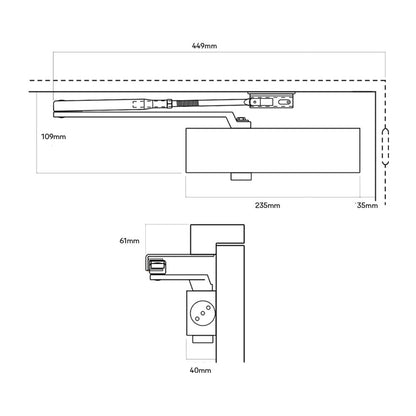 Lockwood 7714 Series Door Closer Standard Arm Adjustable Hold Open Delayed Action