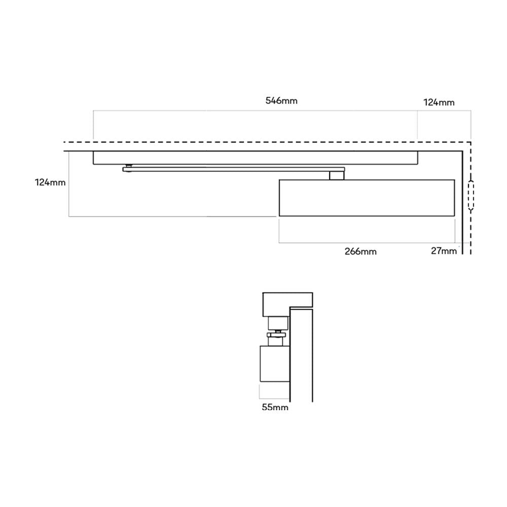 Lockwood 7714 Series Door Closer Slide Rail Backcheck Delayed Action - Available in Various Finishes