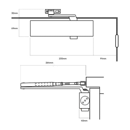 Lockwood 7726 Series Door Closer Standard Arm Adjustable Hold Open Delayed Action