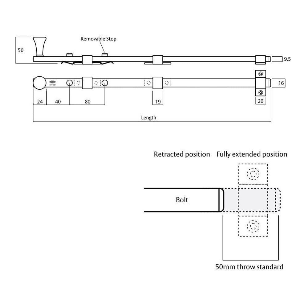 Lockwood 781 Door Panic Skeleton Bolt Concealed Fix - Available in Various Sizes