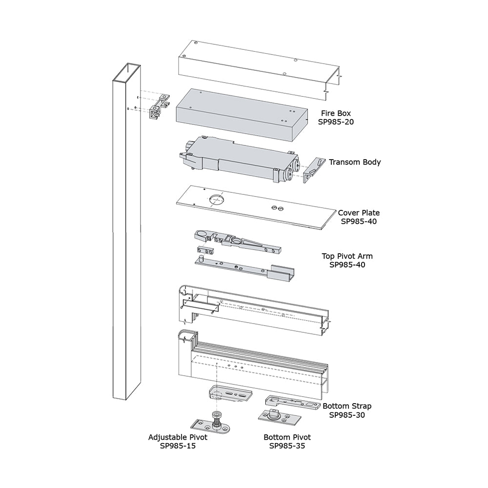 Lockwood 9800 Series Size 3 Transom Closer - Available in Various Functions