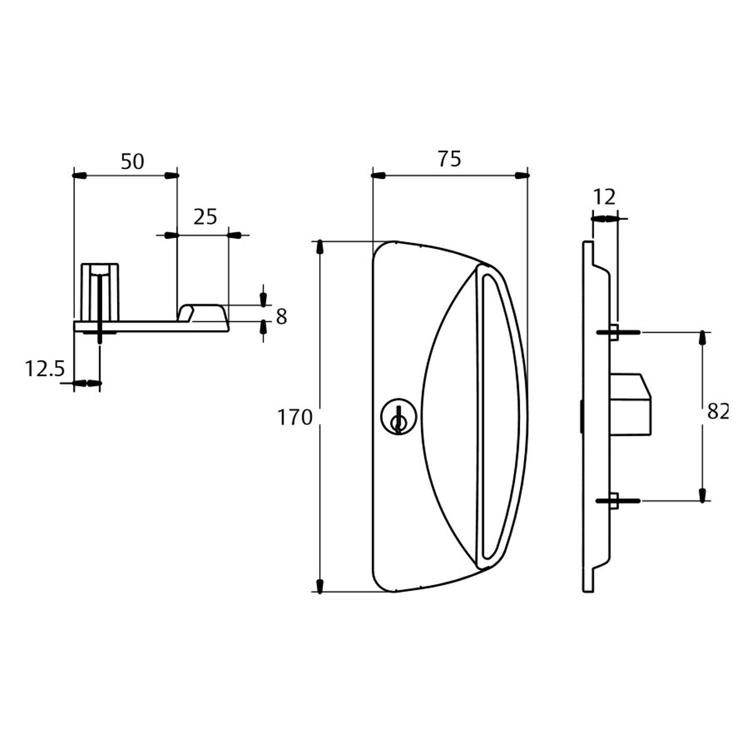 Lockwood Onyx Flat Outer Pull with Cylinder Hole - Available in Various Finishes