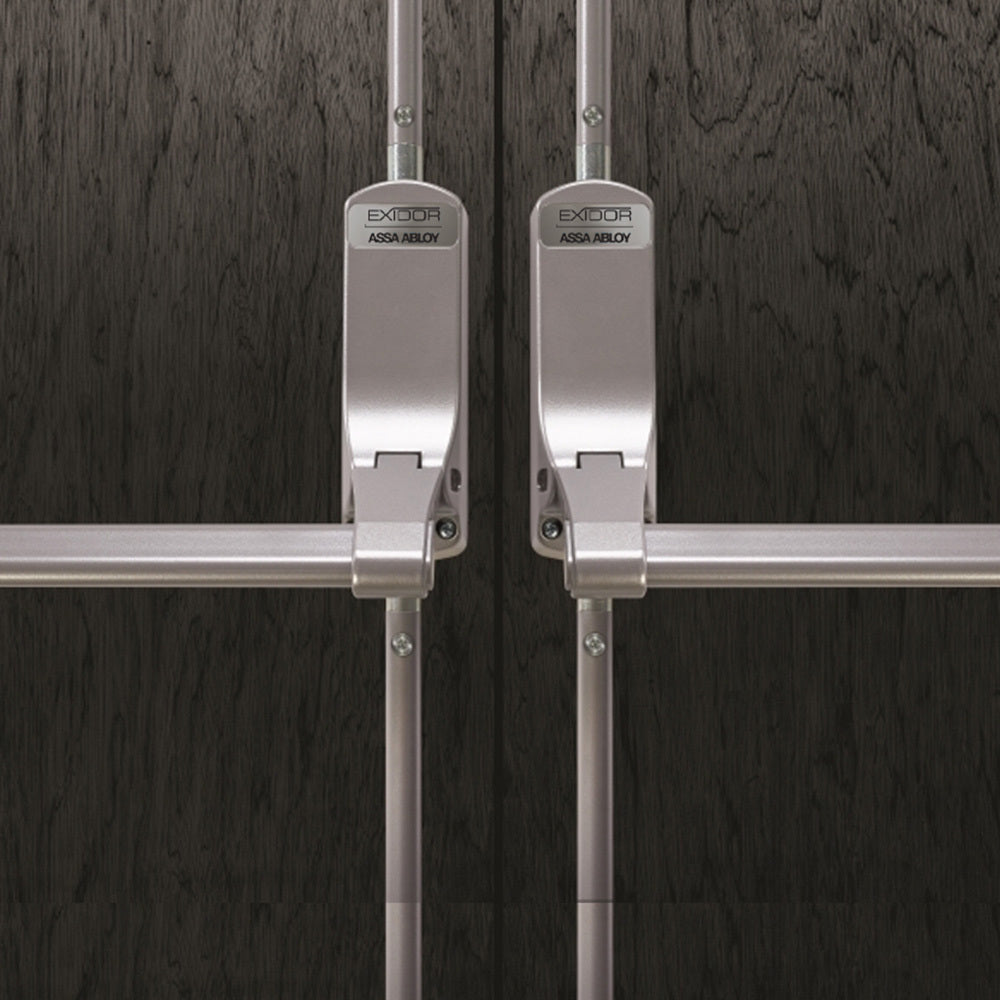 Exidor Assa Abloy Double Panic Exit Device Non Rebated 4 Point Lock Silver EXI284-SIL