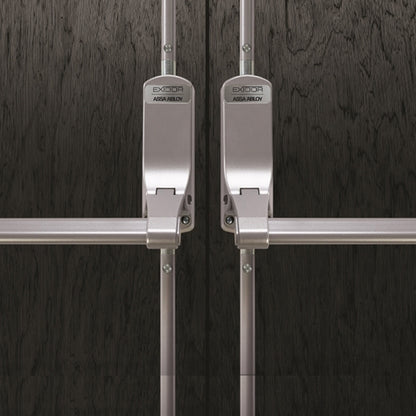 Exidor Assa Abloy Double Panic Exit Device Non Rebated 4 Point Lock Silver EXI284-SIL