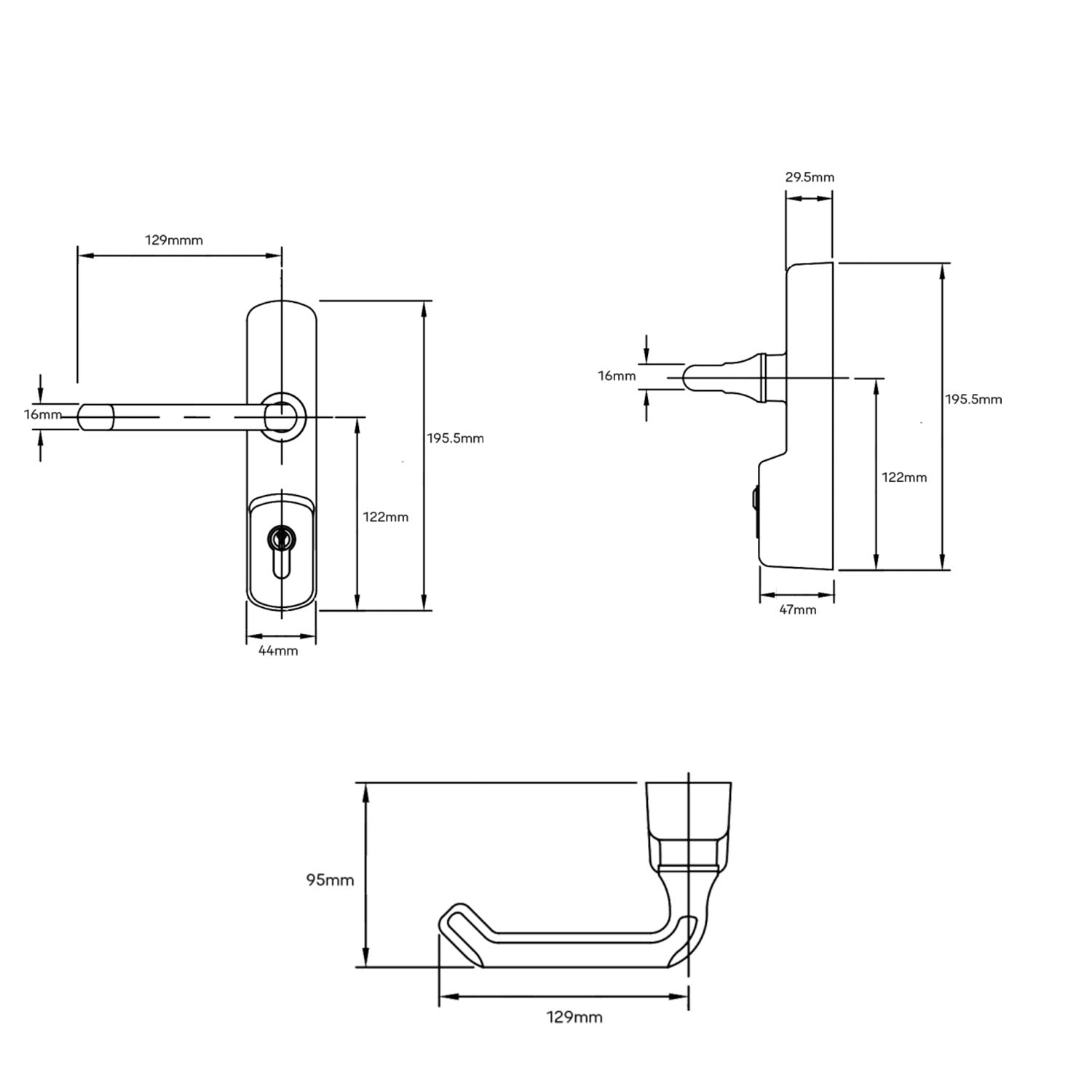 Exidor Assa Abloy Lever Exit Access Device without Lock Silver EXI325EA-SIL