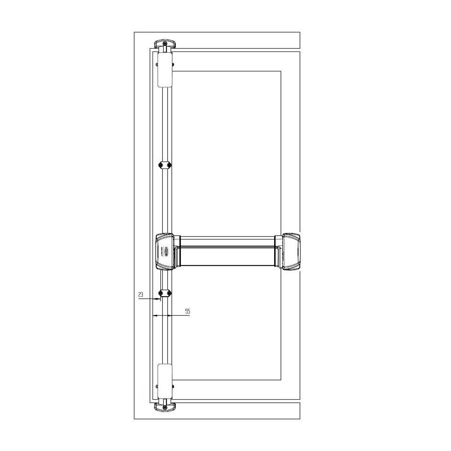 Lockwood Fluid 2 Point Exit Device VL Cylinder Dogging 900mm Silver FE209/1VSIL