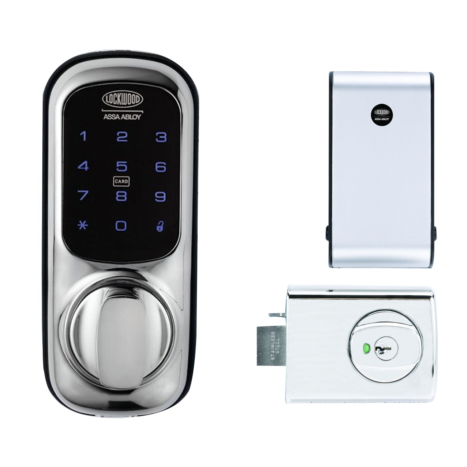 Lockwood 001 Touch Plus Smart Deadlatch with Latch and Yale Network L-Module Chrome Plate