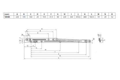 Interlock Window Stay 503mm Friction Hinge Stainless Steel P1004 Pair