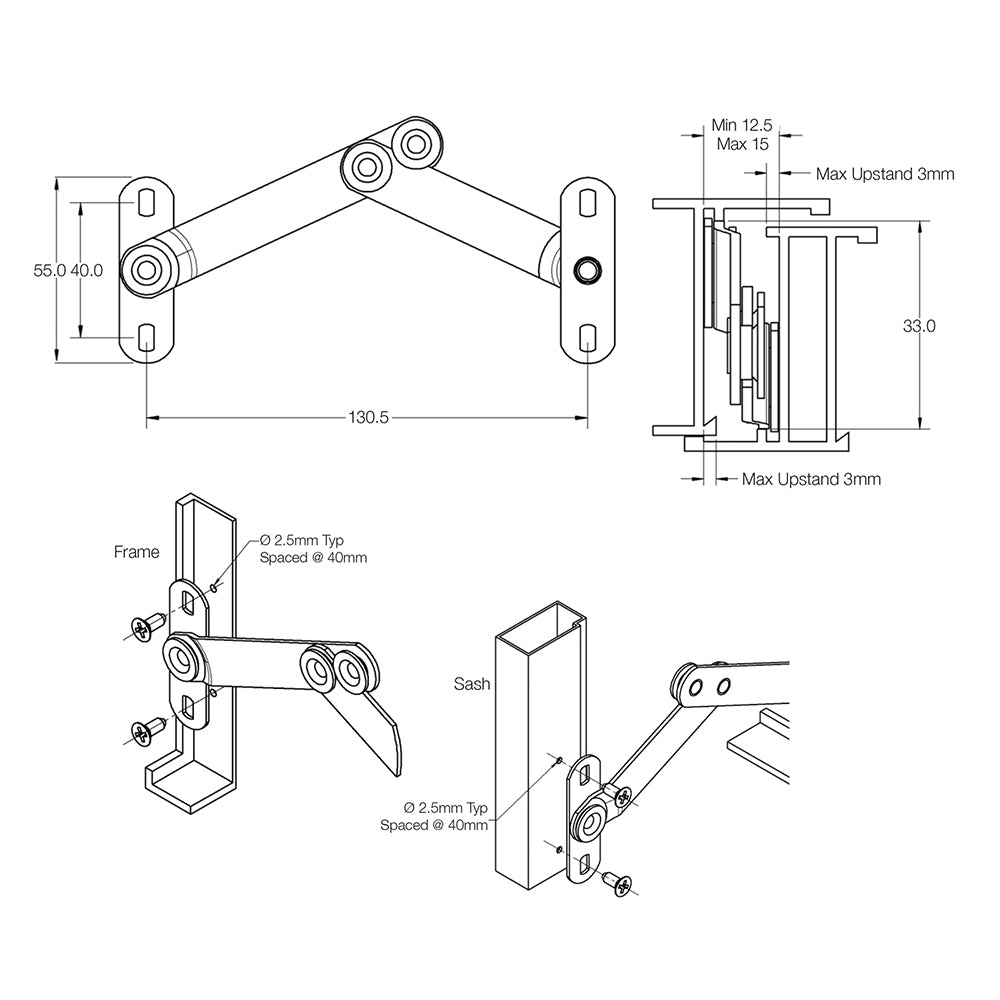 Interlock  Window Stay Casement Awning Child Safety Stainless Steel Pair P1097