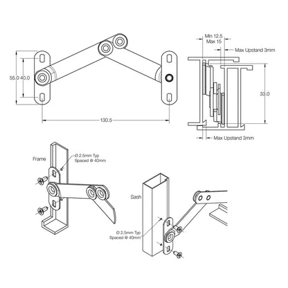 Interlock  Window Stay Casement Awning Child Safety Stainless Steel Pair P1097