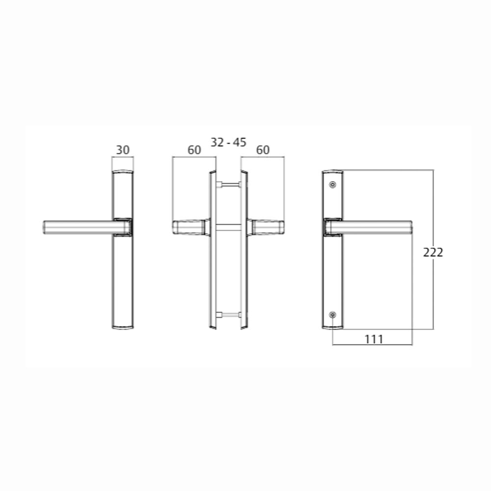 Lockwood Palladium Door Handle Double Cylinder Set 85mm Pitch & 29A Lever Black & Satin Chrome Pearl