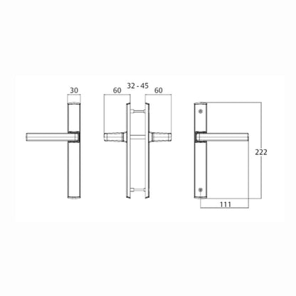 Lockwood Palladium Door Handle Double Cylinder Set 85mm Pitch & 29A Lever Black & Satin Chrome Pearl