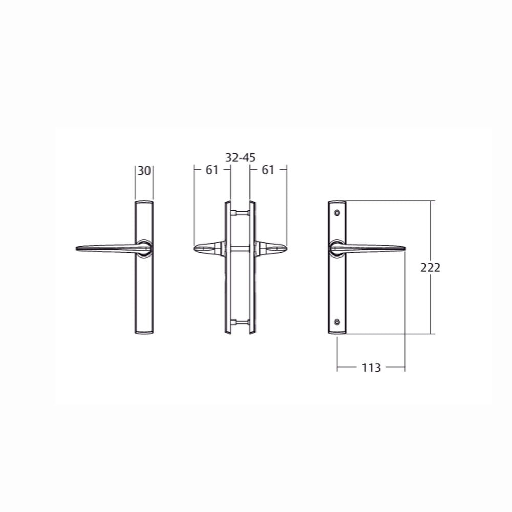 Lockwood Palladium Door Handle Double Cylinder Set 85mm Pitch & L1 Lever Black & Satin Chrome Pearl