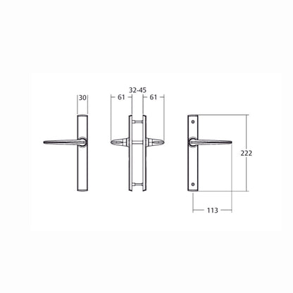 Lockwood Palladium Door Handle Double Cylinder Set 85mm Pitch & L1 Lever Black & Satin Chrome Pearl
