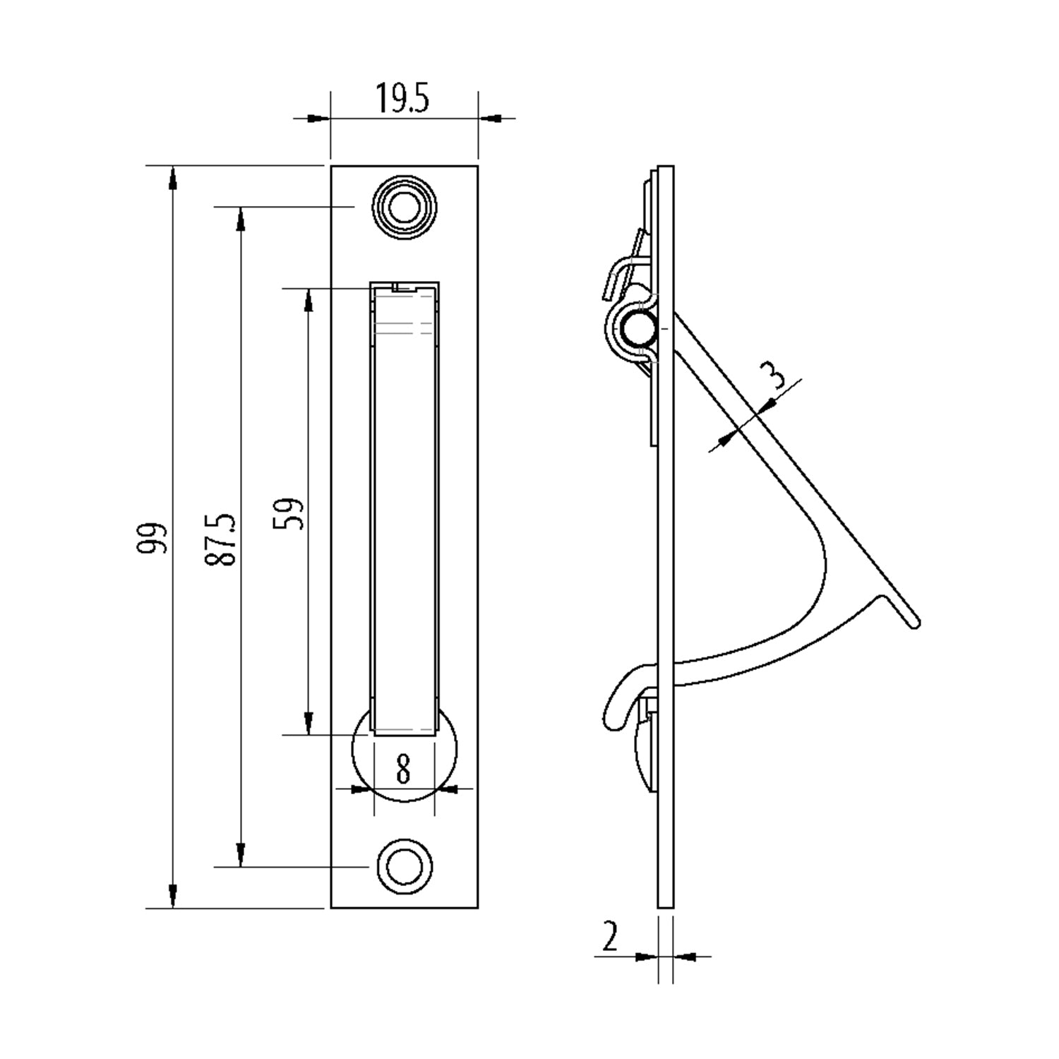 Lockwood Vivid Cavity Sliding Edge Pull 99mm - Availabble in Various Finishes