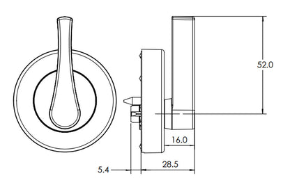 Lockwood Velocity Round Disabled Accessible Turn Snib 55mm - Available in Various Finishes