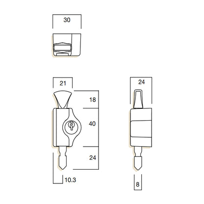 Whitco Mini Window Bolt CYL4 Lock Keyed Alike 40mm White W2223016C4