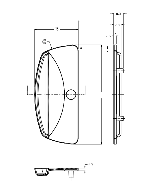 Whitco W507617 Blaxland Flat Outer Pull With Cylinder Hole & Retainer Black