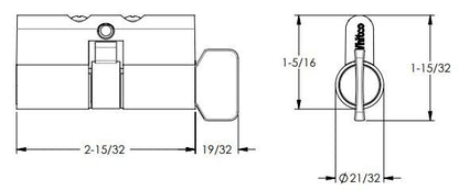 Whitco 5 Pin Euro Single Cylinder Lazy Cam with Turnsnib Chrome Plate W845900