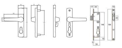 Whitco Security Screen Door Lock Tasman MK2 Black No Cylinder W892117