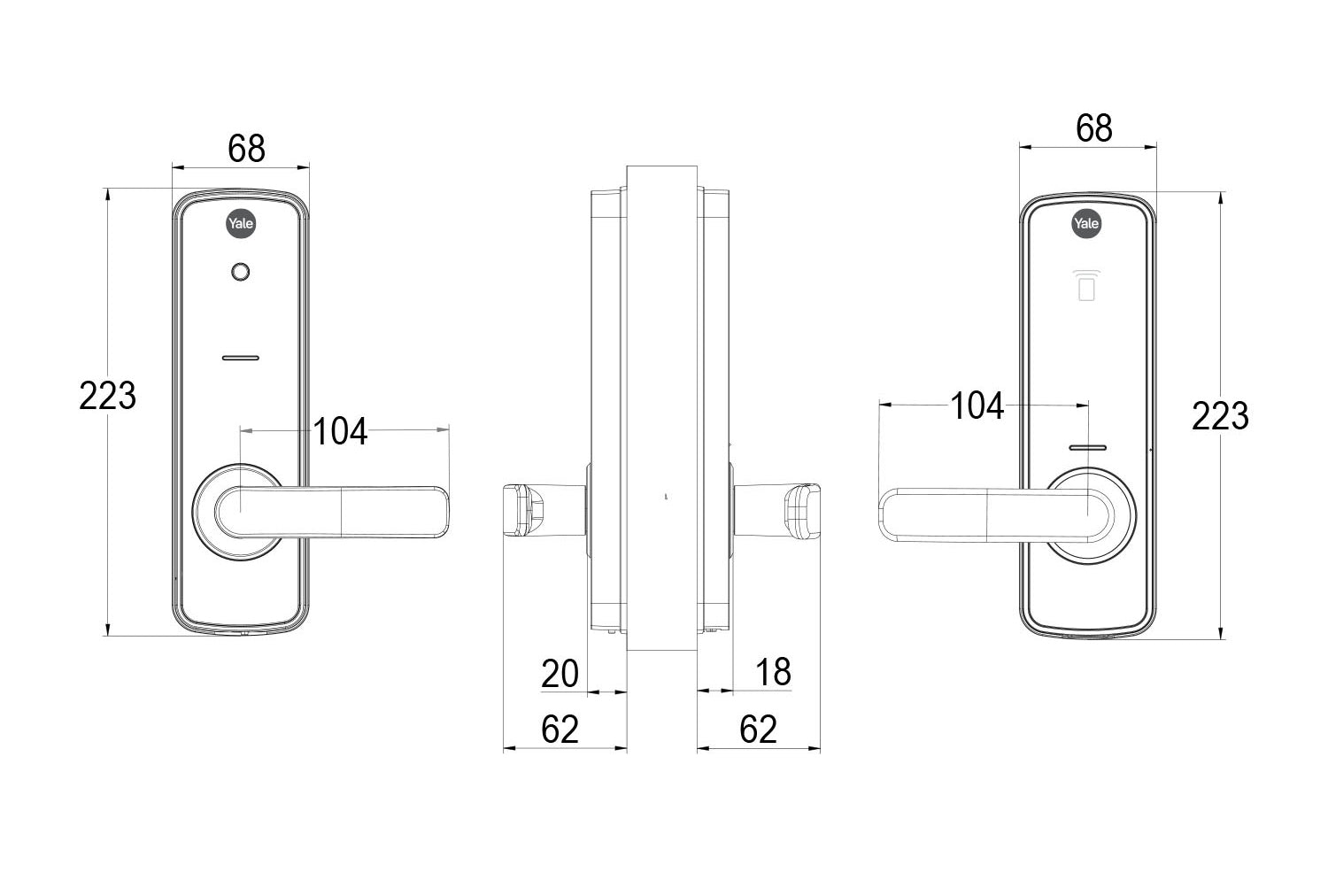 Yale Unity Entrance Smart Lock - Available in Various Matt Black and Silver