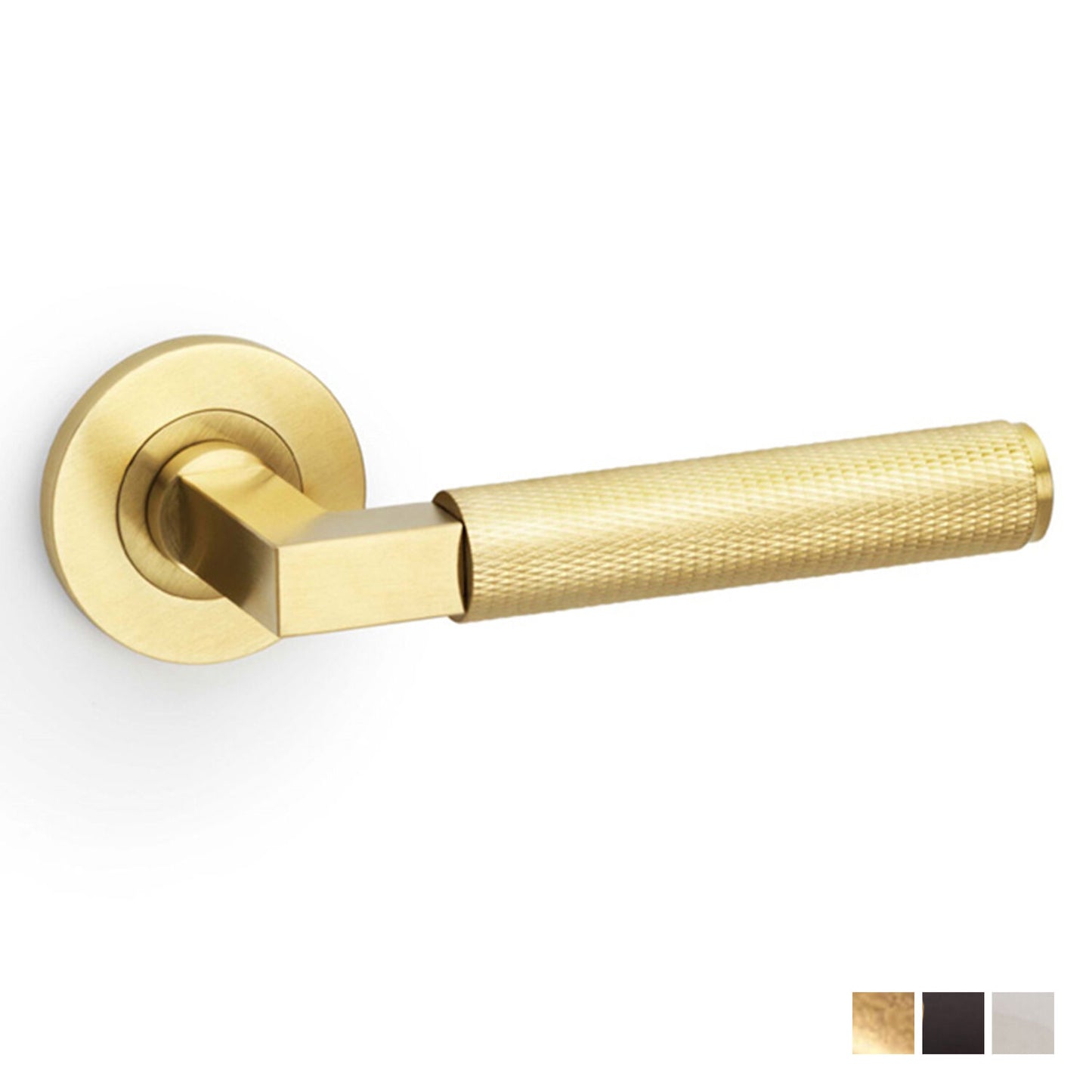 Alexander and Wilks Knurled Hurricane Lever on Round Rose - Available in Various Finishes